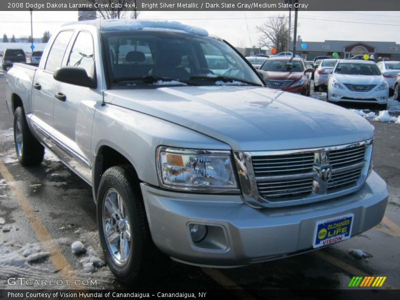 Bright Silver Metallic / Dark Slate Gray/Medium Slate Gray 2008 Dodge Dakota Laramie Crew Cab 4x4
