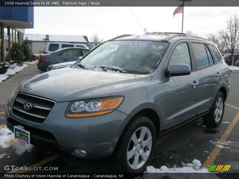 Platinum Sage / Beige 2008 Hyundai Santa Fe SE 4WD