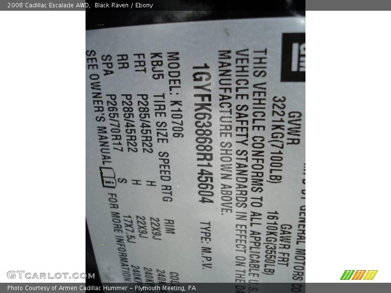 Black Raven / Ebony 2008 Cadillac Escalade AWD