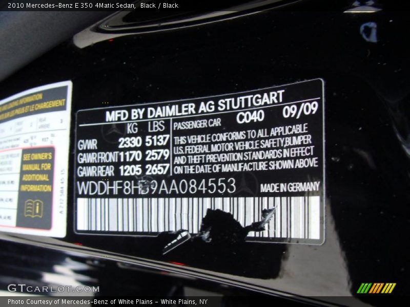 Black / Black 2010 Mercedes-Benz E 350 4Matic Sedan