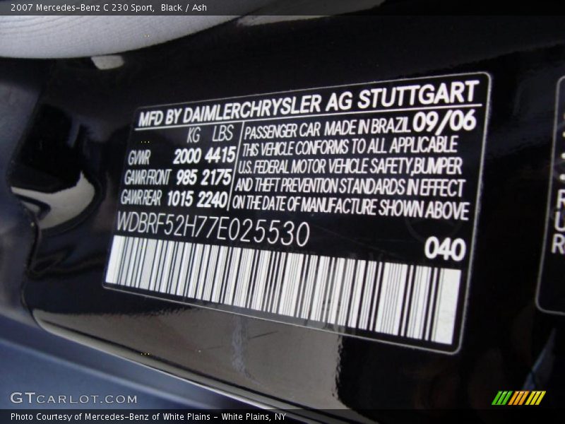 Black / Ash 2007 Mercedes-Benz C 230 Sport