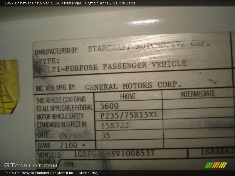Olympic White / Neutral Beige 1997 Chevrolet Chevy Van G1500 Passenger