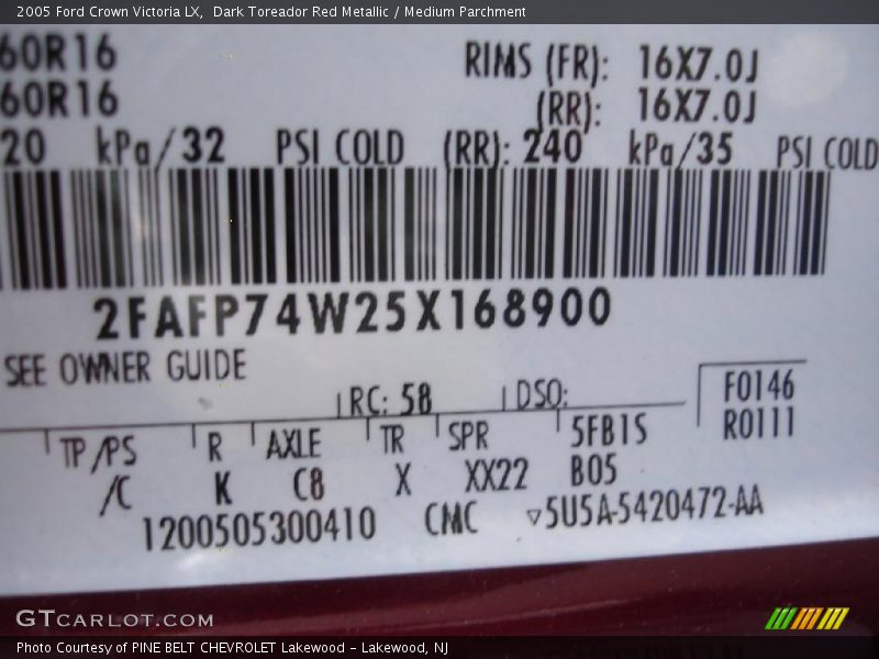 Dark Toreador Red Metallic / Medium Parchment 2005 Ford Crown Victoria LX