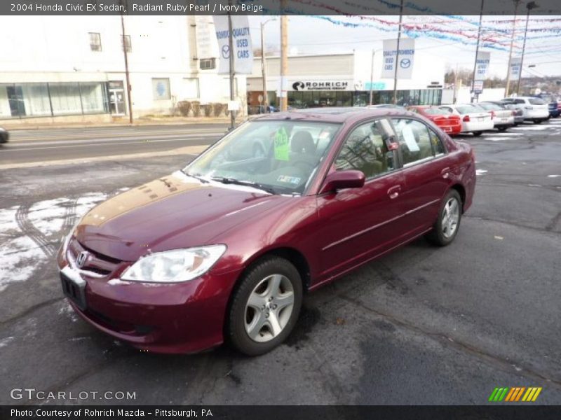 Radiant Ruby Pearl / Ivory Beige 2004 Honda Civic EX Sedan