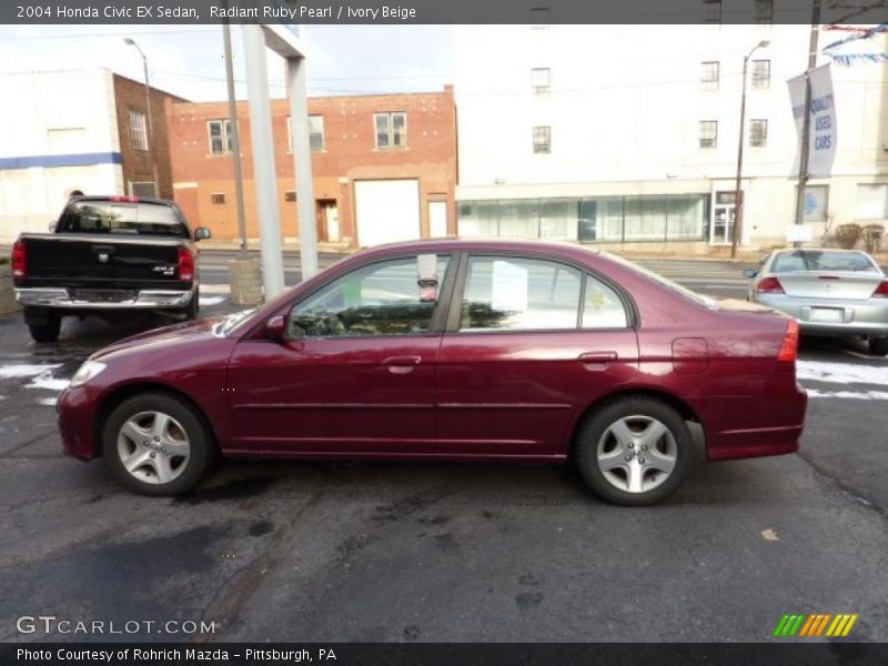 Radiant Ruby Pearl / Ivory Beige 2004 Honda Civic EX Sedan