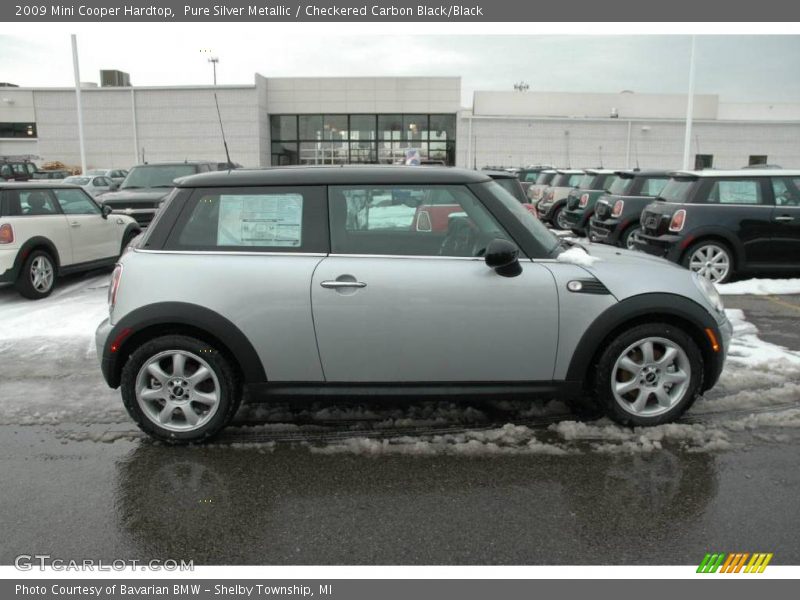 Pure Silver Metallic / Checkered Carbon Black/Black 2009 Mini Cooper Hardtop