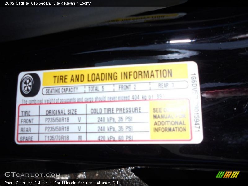 Black Raven / Ebony 2009 Cadillac CTS Sedan