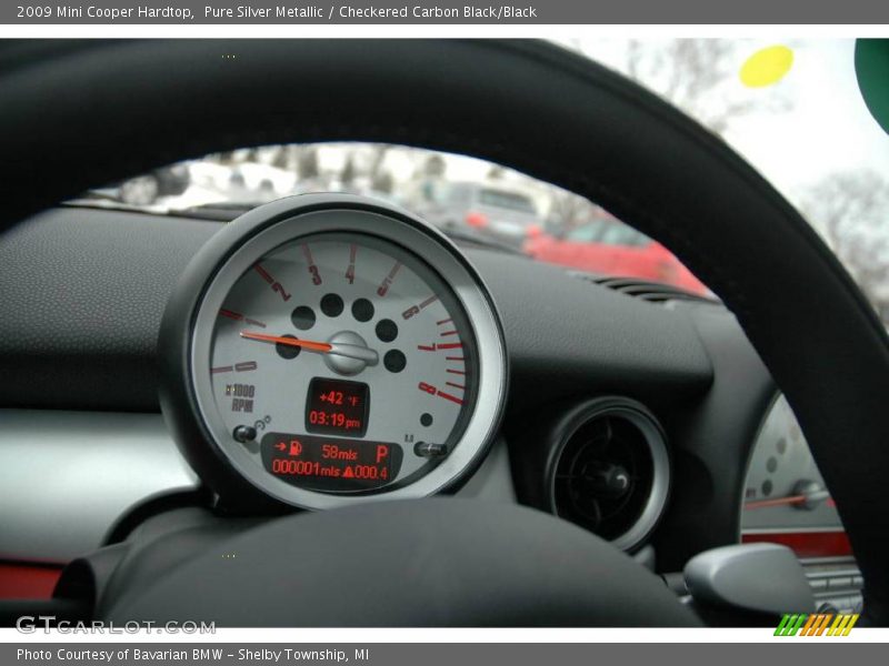 Pure Silver Metallic / Checkered Carbon Black/Black 2009 Mini Cooper Hardtop