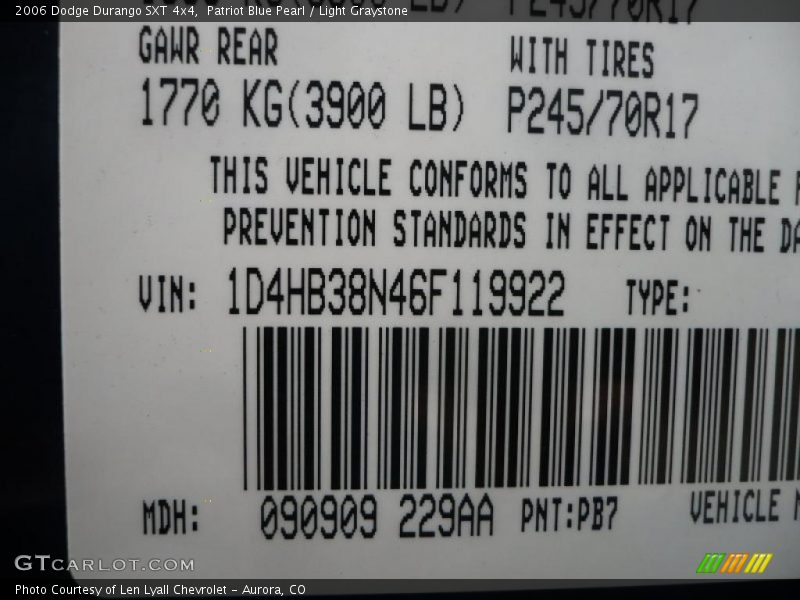 Patriot Blue Pearl / Light Graystone 2006 Dodge Durango SXT 4x4