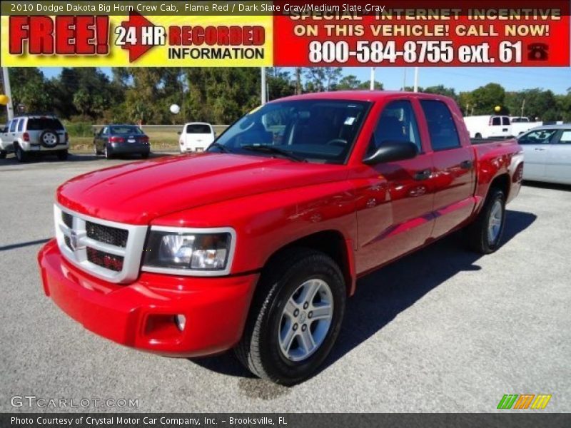 Flame Red / Dark Slate Gray/Medium Slate Gray 2010 Dodge Dakota Big Horn Crew Cab