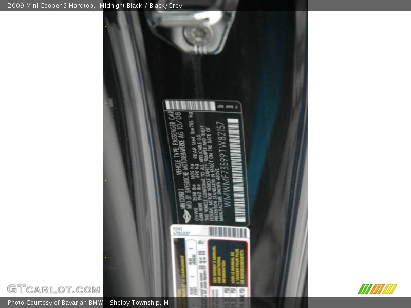 Midnight Black / Black/Grey 2009 Mini Cooper S Hardtop