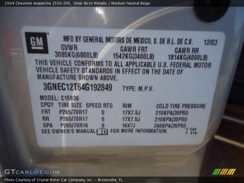 Silver Birch Metallic / Medium Neutral Beige 2004 Chevrolet Avalanche 1500 Z66