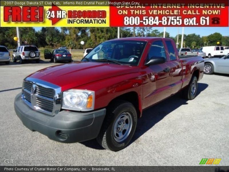 Inferno Red Crystal Pearl / Medium Slate Gray 2007 Dodge Dakota ST Club Cab