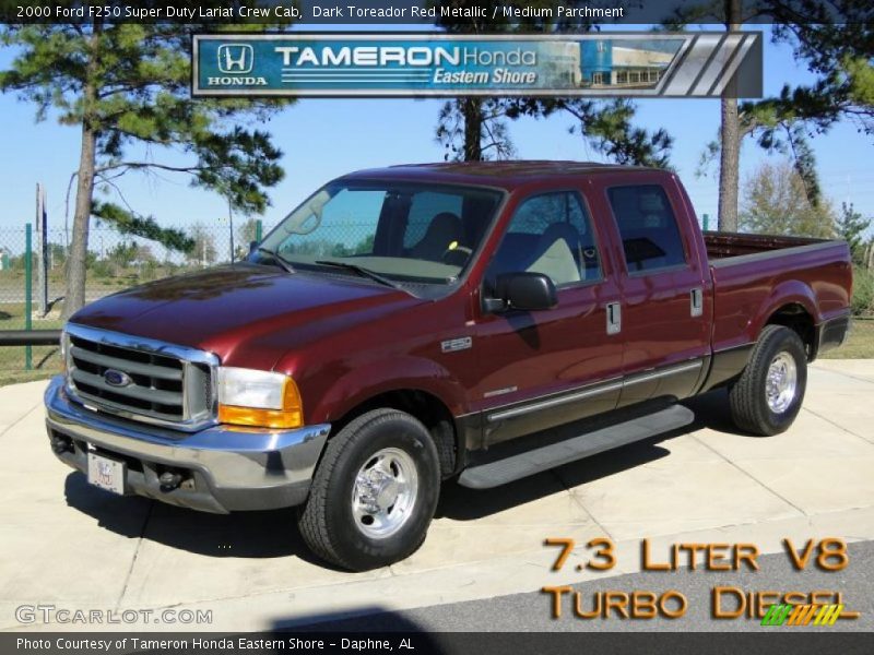 Dark Toreador Red Metallic / Medium Parchment 2000 Ford F250 Super Duty Lariat Crew Cab