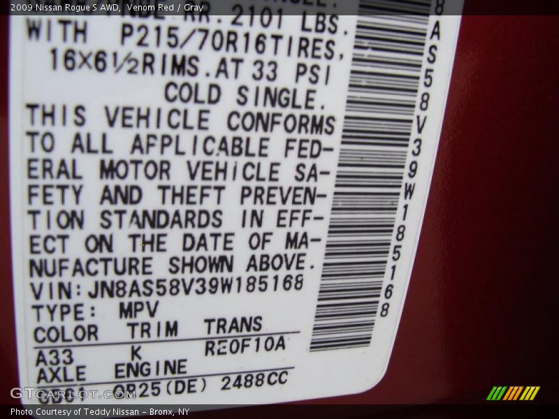 Venom Red / Gray 2009 Nissan Rogue S AWD