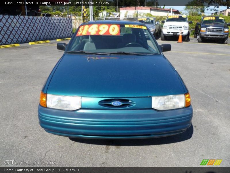 Deep Jewel Green Metallic / Gray 1995 Ford Escort LX Coupe