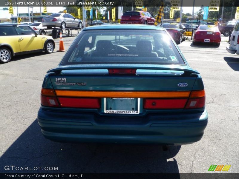 Deep Jewel Green Metallic / Gray 1995 Ford Escort LX Coupe