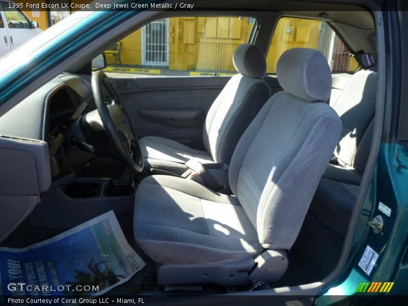 Deep Jewel Green Metallic / Gray 1995 Ford Escort LX Coupe