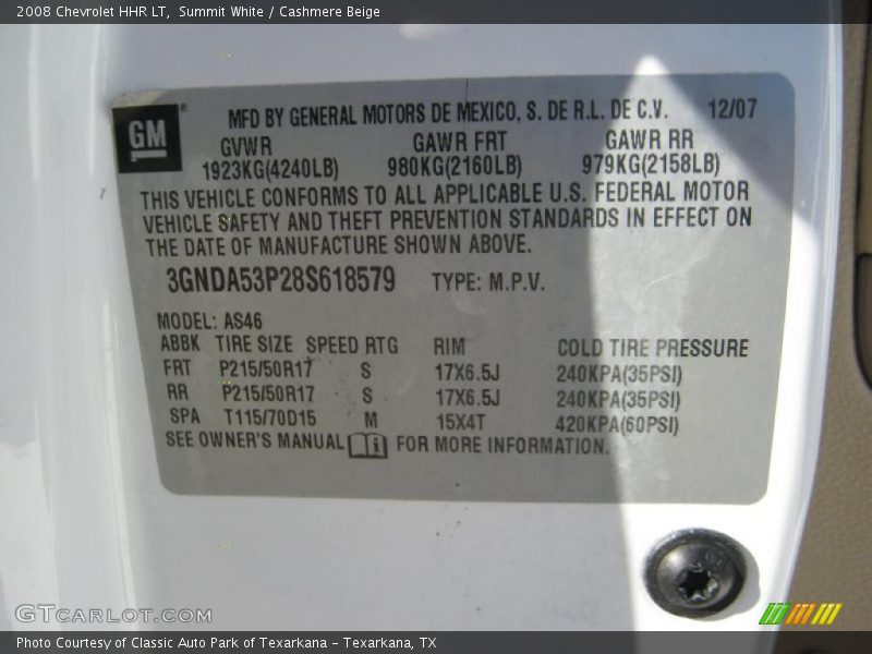 Summit White / Cashmere Beige 2008 Chevrolet HHR LT