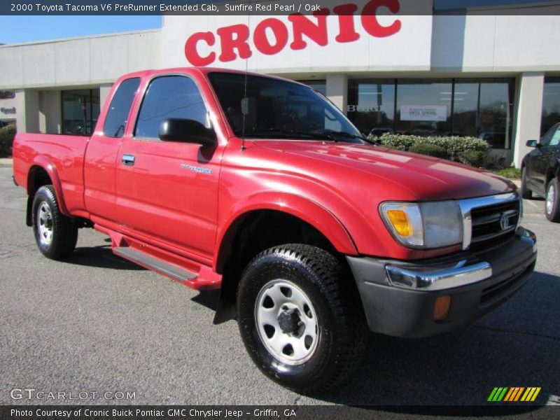 Sunfire Red Pearl / Oak 2000 Toyota Tacoma V6 PreRunner Extended Cab