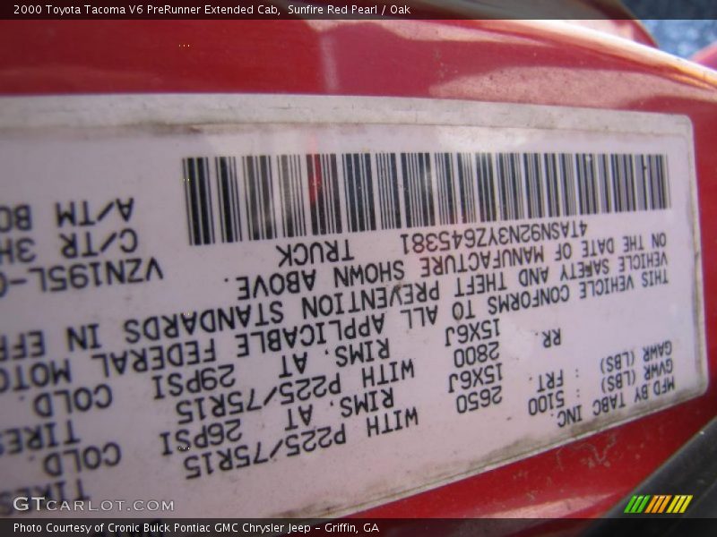 Sunfire Red Pearl / Oak 2000 Toyota Tacoma V6 PreRunner Extended Cab