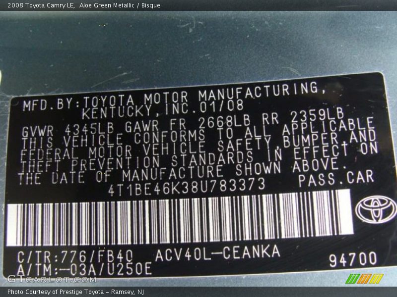 Aloe Green Metallic / Bisque 2008 Toyota Camry LE