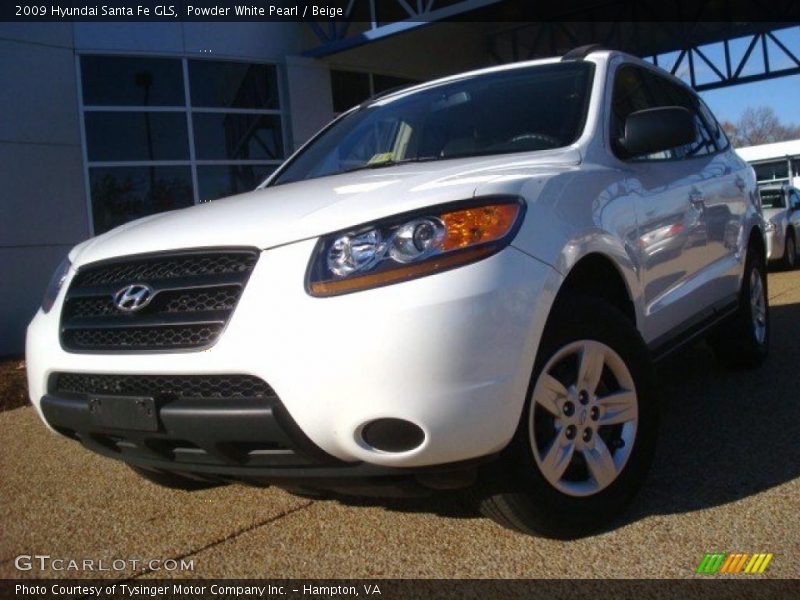 Powder White Pearl / Beige 2009 Hyundai Santa Fe GLS