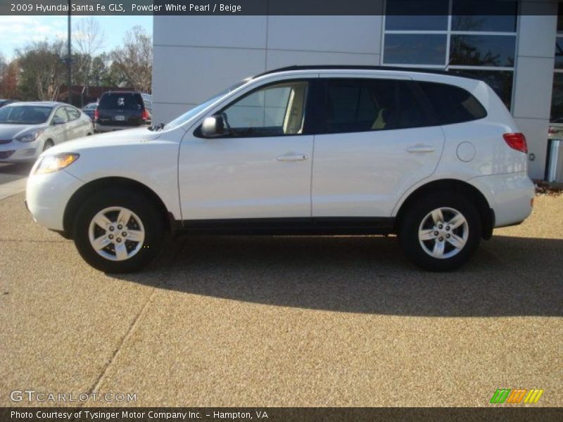 Powder White Pearl / Beige 2009 Hyundai Santa Fe GLS