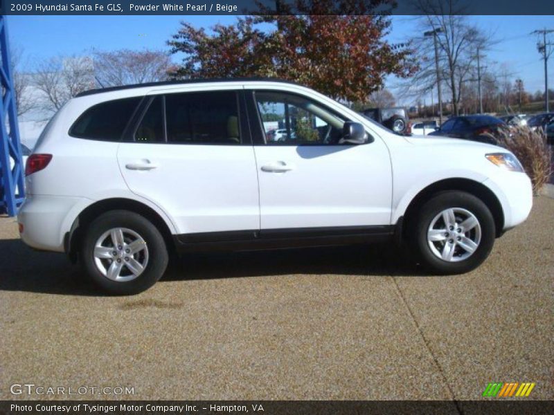 Powder White Pearl / Beige 2009 Hyundai Santa Fe GLS