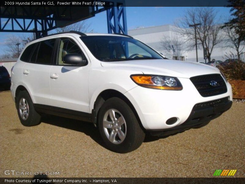 Powder White Pearl / Beige 2009 Hyundai Santa Fe GLS