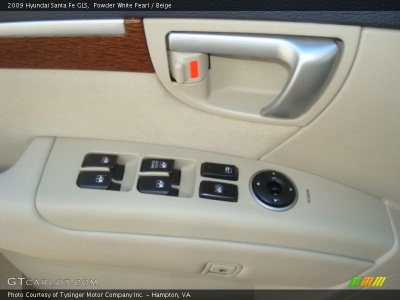Powder White Pearl / Beige 2009 Hyundai Santa Fe GLS