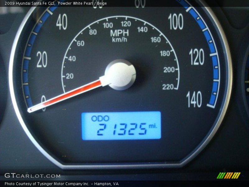 Powder White Pearl / Beige 2009 Hyundai Santa Fe GLS