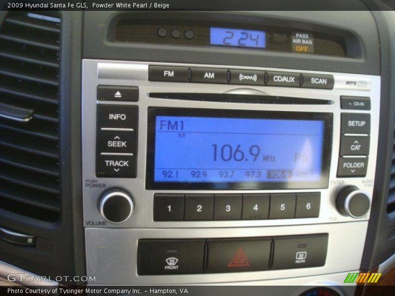 Powder White Pearl / Beige 2009 Hyundai Santa Fe GLS