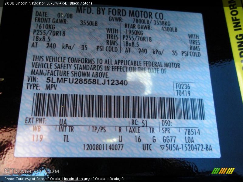 Black / Stone 2008 Lincoln Navigator Luxury 4x4