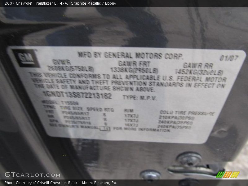 Graphite Metallic / Ebony 2007 Chevrolet TrailBlazer LT 4x4