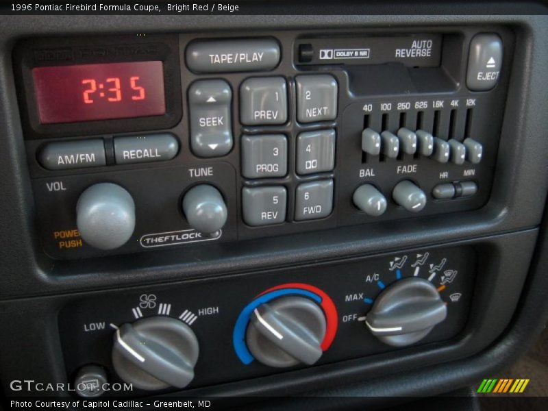 Controls of 1996 Firebird Formula Coupe