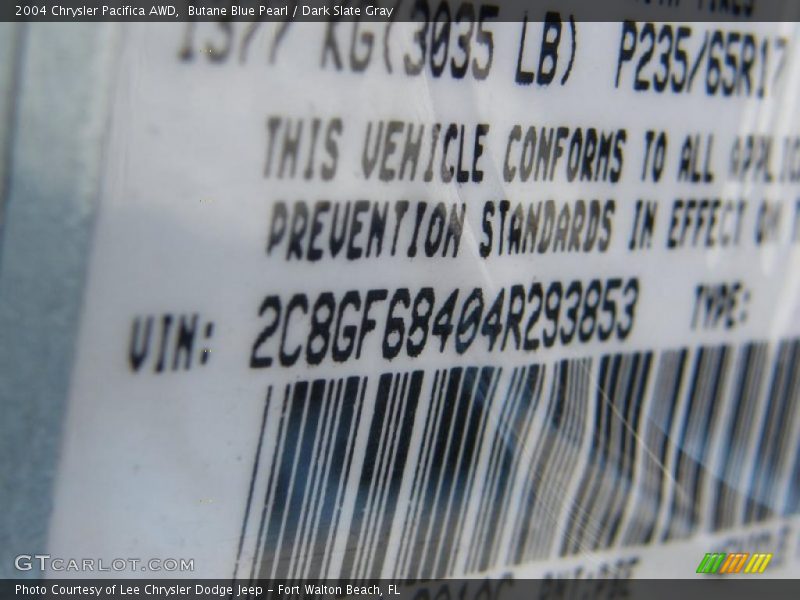 Butane Blue Pearl / Dark Slate Gray 2004 Chrysler Pacifica AWD