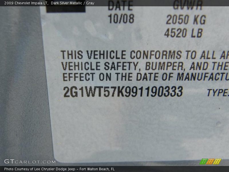 Dark Silver Metallic / Gray 2009 Chevrolet Impala LT