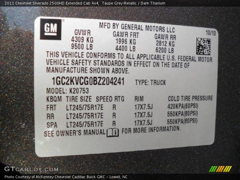 Taupe Grey Metallic / Dark Titanium 2011 Chevrolet Silverado 2500HD Extended Cab 4x4