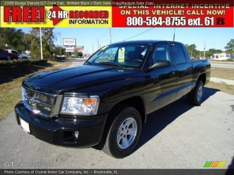 Brilliant Black / Dark Slate Gray/Medium Slate Gray 2008 Dodge Dakota SLT Crew Cab