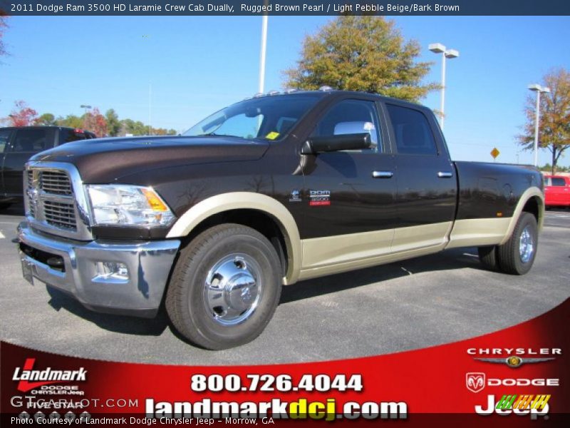 Rugged Brown Pearl / Light Pebble Beige/Bark Brown 2011 Dodge Ram 3500 HD Laramie Crew Cab Dually
