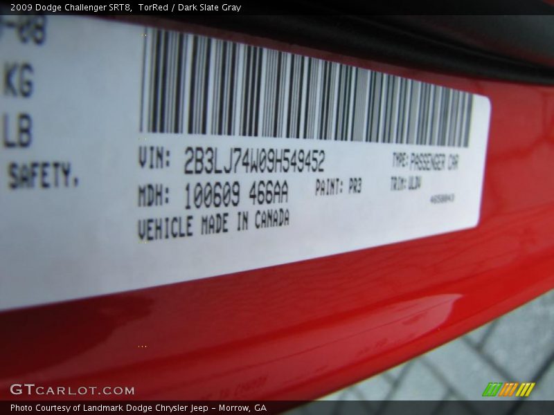 TorRed / Dark Slate Gray 2009 Dodge Challenger SRT8