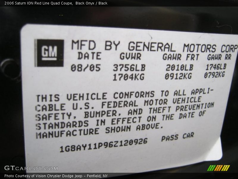 Black Onyx / Black 2006 Saturn ION Red Line Quad Coupe