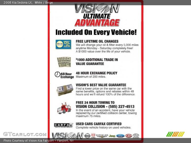 White / Beige 2008 Kia Sedona LX