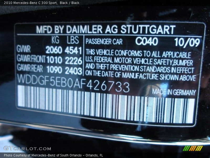 Black / Black 2010 Mercedes-Benz C 300 Sport