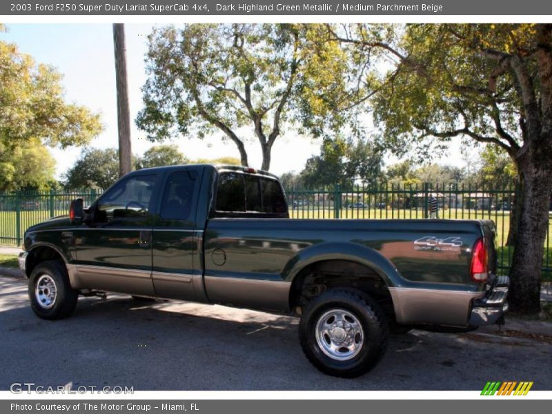 Dark Highland Green Metallic / Medium Parchment Beige 2003 Ford F250 Super Duty Lariat SuperCab 4x4