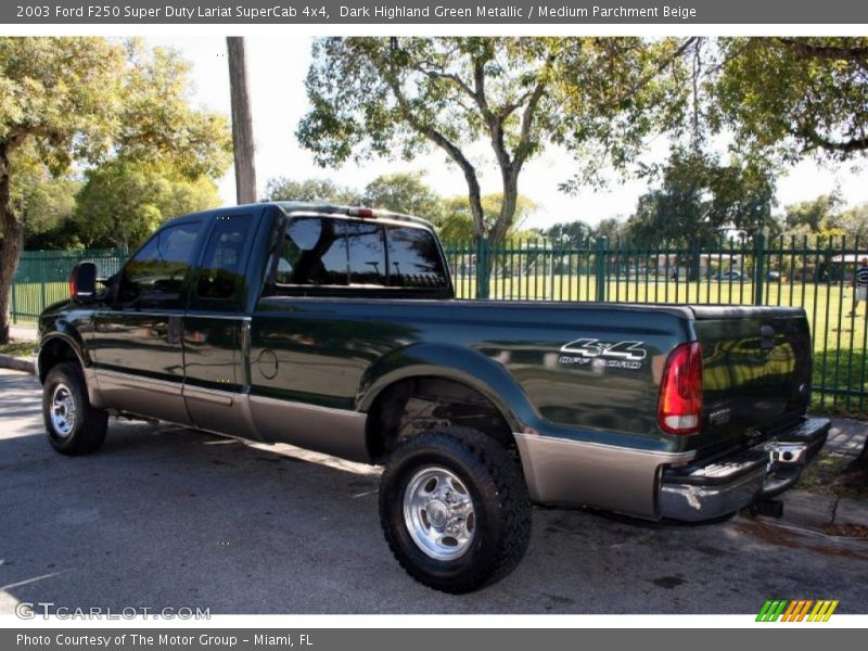 Dark Highland Green Metallic / Medium Parchment Beige 2003 Ford F250 Super Duty Lariat SuperCab 4x4