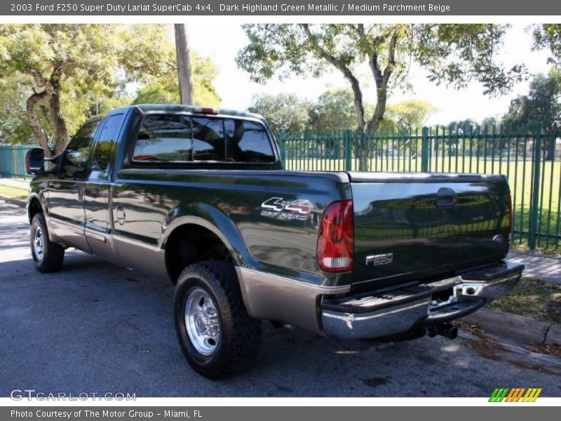 Dark Highland Green Metallic / Medium Parchment Beige 2003 Ford F250 Super Duty Lariat SuperCab 4x4