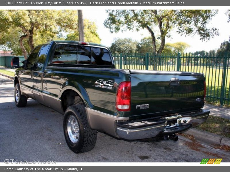 Dark Highland Green Metallic / Medium Parchment Beige 2003 Ford F250 Super Duty Lariat SuperCab 4x4