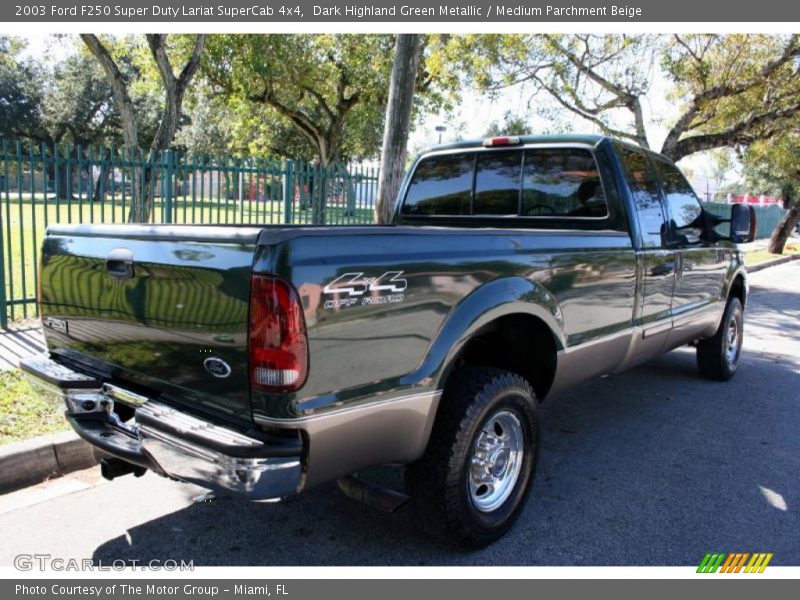 Dark Highland Green Metallic / Medium Parchment Beige 2003 Ford F250 Super Duty Lariat SuperCab 4x4